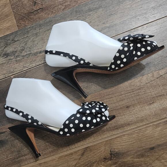Sesto Meucci Shoes - Sesto Meucci Strappy Sandal Polka Dot Black White Bow 3" Open Toe Dressy Heels